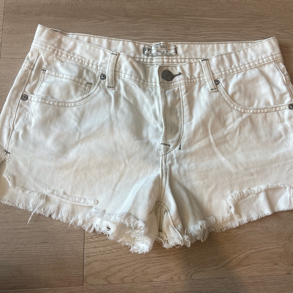 Free People White Denim Cutoff Shorts 28